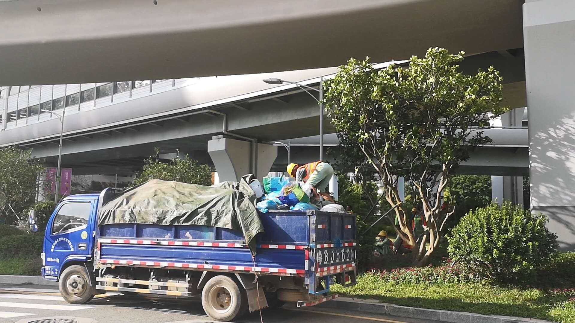 蓮塘口岸周邊的綠化配套設施接近完成。（點新聞記者石華攝）