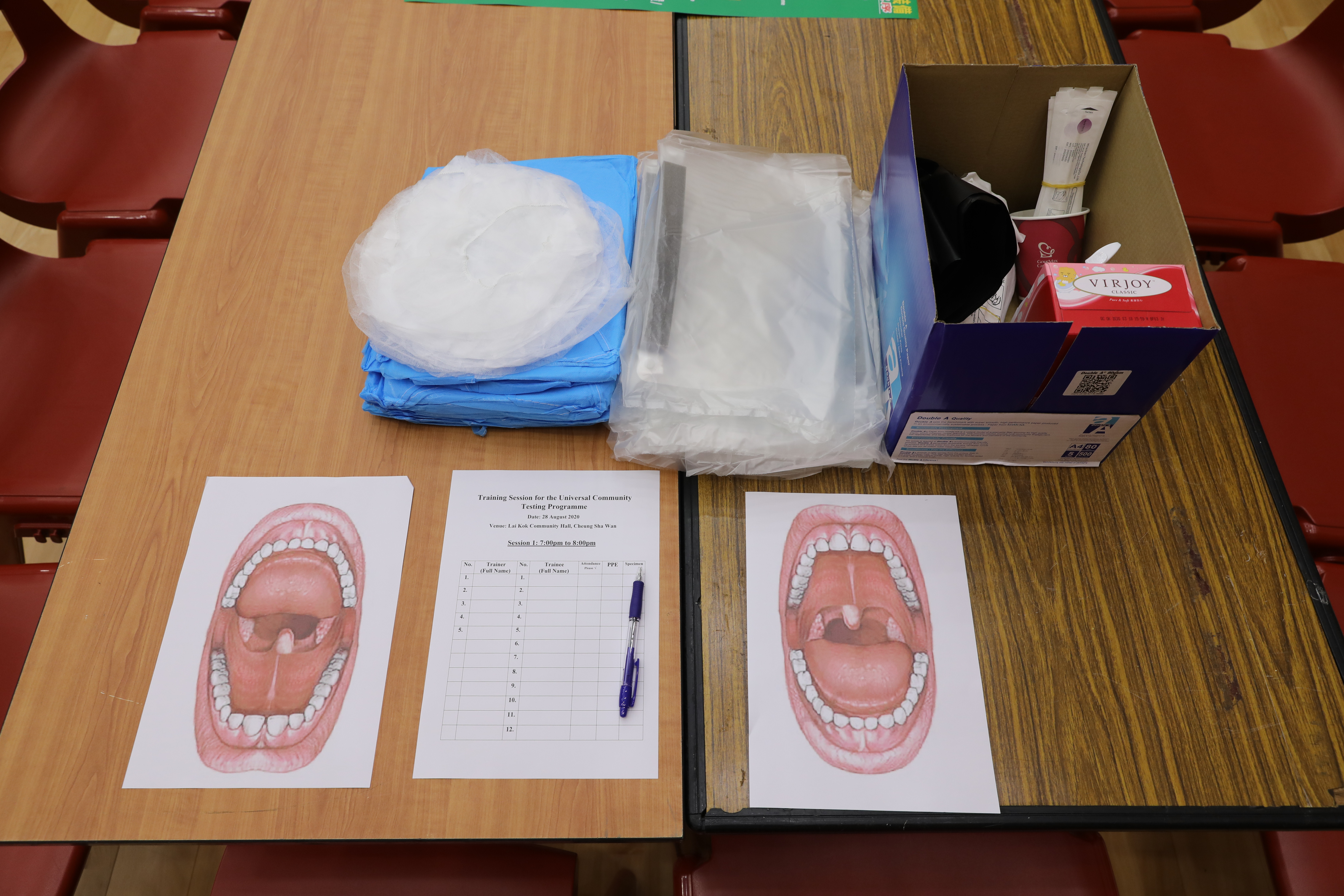 咽喉採樣圖解。